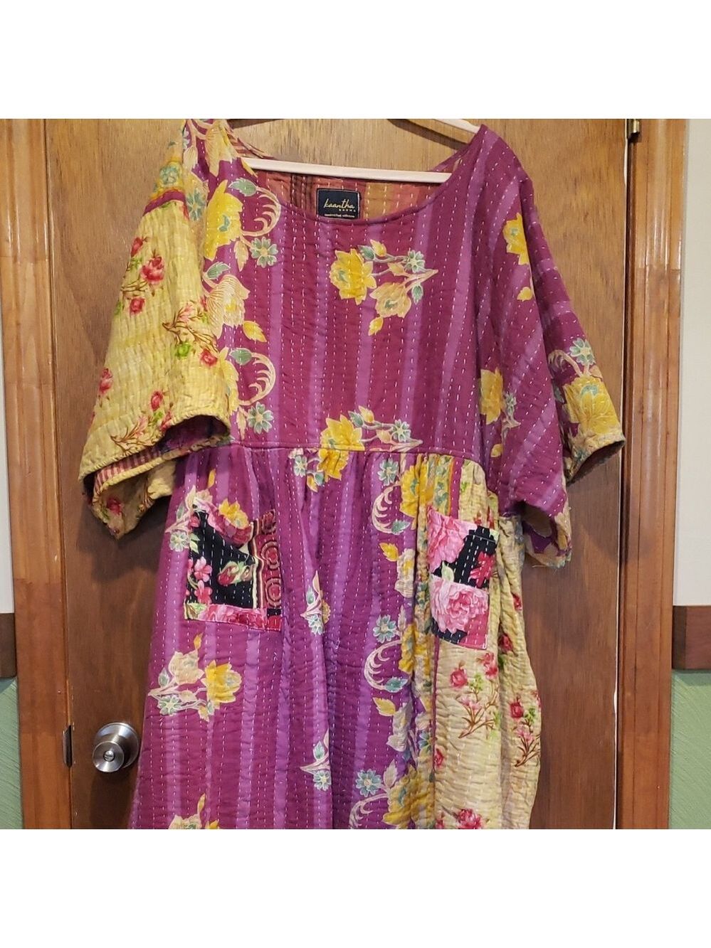 Floral Kantha Babydoll Style Patchwork Dress